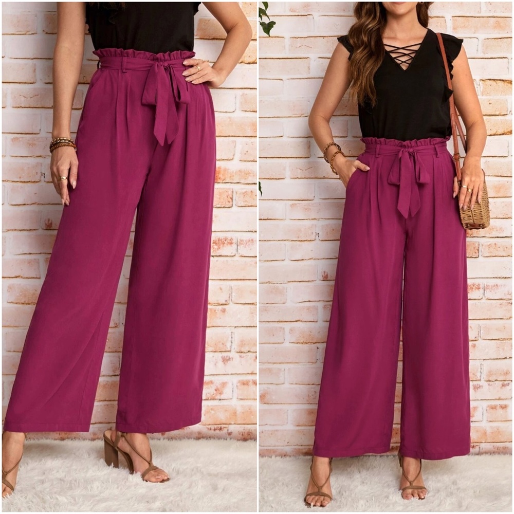 Magenta Wide Leg Palazzo Pants - Picture 3 of 4
